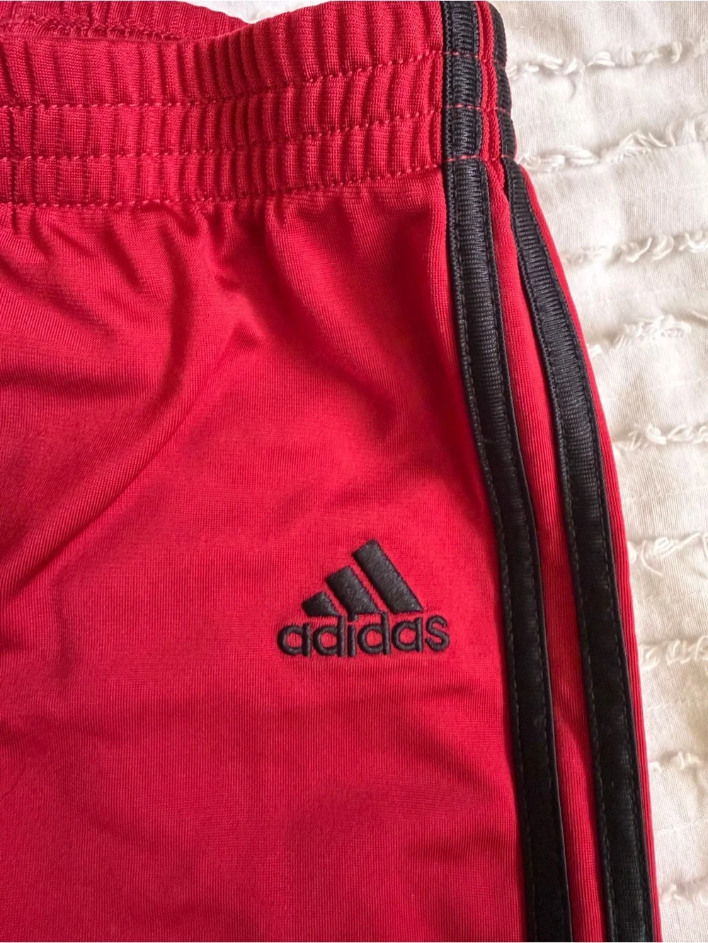 Adidas Baby 2 Piece Track Suit / Jogger Set Red w/ Black Stripes Size: 9 months